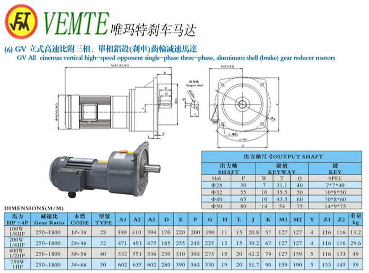 GV立式高速比付三項(xiàng)，單項(xiàng)鋁殼剎車齒輪減速馬達(dá)
